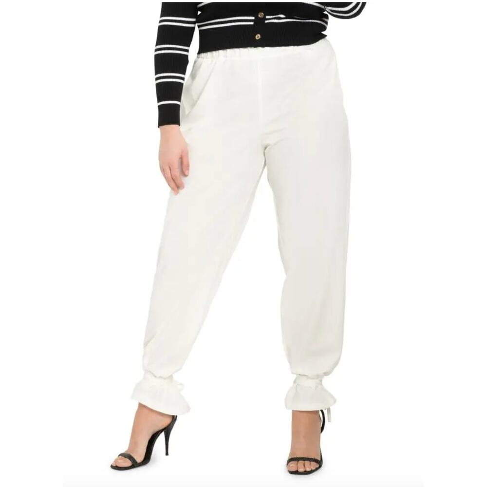 ELOQUII White Ankle Tie Loose Leg Pants NEW WITH TAGS Size 18 Pull On